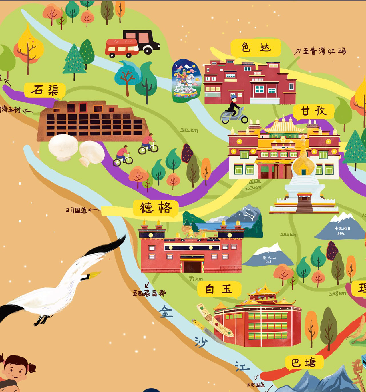 蒋湖农场手绘地图景区的文化宝库